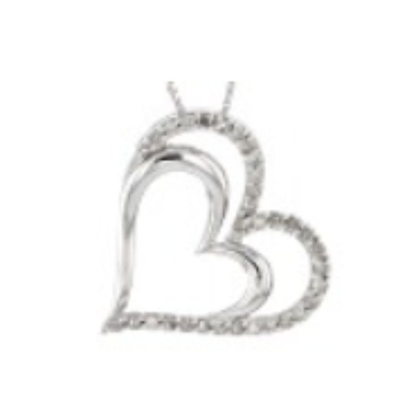 Diamond Heart necklace w chain .925 sterling